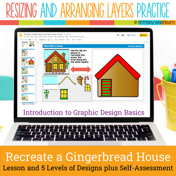 Preview of Gingerbread House Graphic Design Lesson and Activity