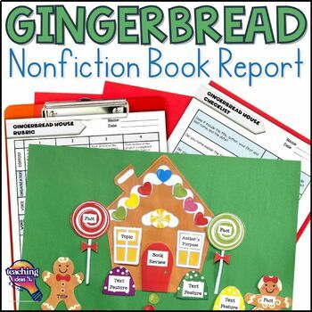 Preview of Gingerbread House Nonfiction Book Report Craft - Author's Purpose, Text Features