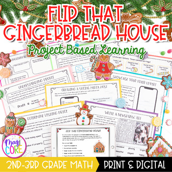 Preview of Gingerbread House 2nd 3rd Grade Christmas Math Writing Activity Print & Digital