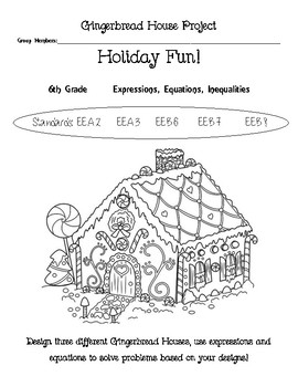 Preview of Holiday/Christmas Gingerbread House Project-Expressions and Equations