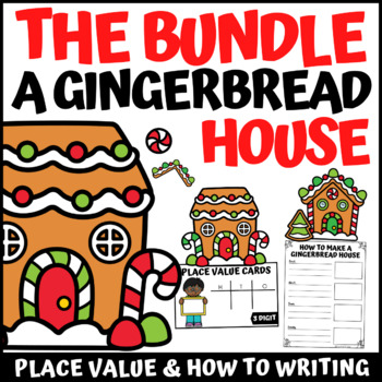 Preview of Gingerbread House Writing & Place Value Craft Bundle