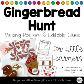 Preview of Gingerbread Hunt School Clues Editable Missing Poster
