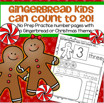 Preview of GINGERBREAD Number Sense Printables 1-20 Counting Recognition Tracing No Prep