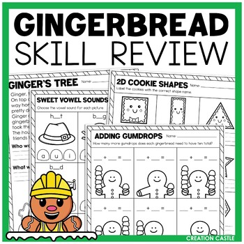 Preview of Gingerbread Kindergarten Literacy and Math Worksheets