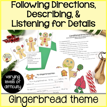 Preview of Gingerbread Language Activities- Listening, Following Directions, and Describing