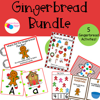 Gingerbread Learning Centers Bundle for Preschool PreK and Kindergarten