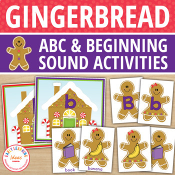 Preview of Gingerbread ABC Activities Letters & Sounds Matching Alphabet Upper & Lowercase
