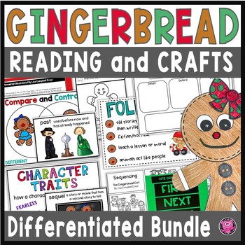 Preview of Gingerbread Literacy Crafts Activities - December Christmas Activities