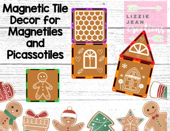 Preview of Gingerbread Magnetic Tile Stickers (Printable)- UPDATED WITH NEW PIECES! 12/1/23