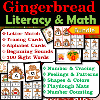Preview of Gingerbread Man Activities | Gingerbread Man Literacy & Math Centers Task Cards
