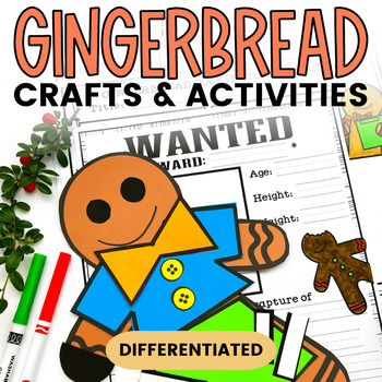 Preview of Gingerbread Man Bulletin Board Craft Template and Writing Activities - Christmas