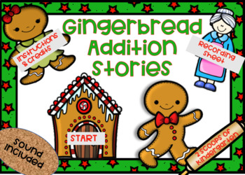 Preview of Gingerbread Man Addition Story Problems Power Pt Game (w/Audio)Distance Learning