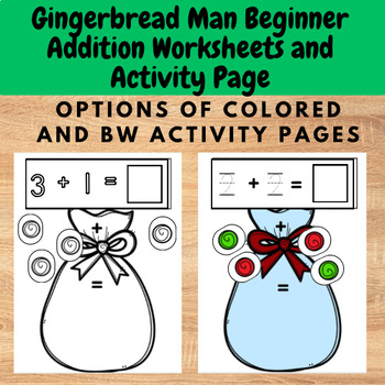 Preview of Gingerbread Man Adding to 20 Math Worksheets - hands on gingerbread man activity
