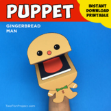 Gingerbread Man Big Mouth Puppet, Holiday Christmas Craft 