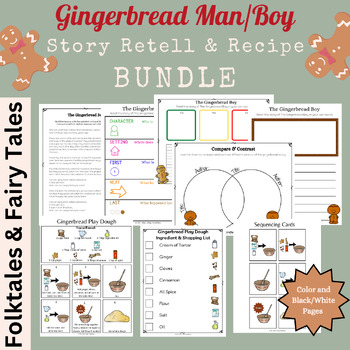 Preview of Gingerbread Man (Boy) Story Retell & Visual Recipe Bundle