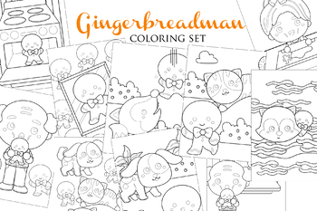 Preview of Gingerbread Man Christmas Biscuit Animals Dog Cat Fam - Kids & Adult Coloring A4