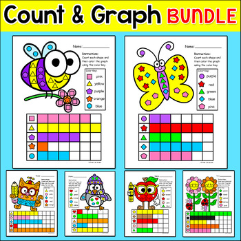 Preview of All Year Count & Graph Shapes Math Bundle incl. Spring & Summer Activity Pages