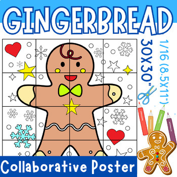 Preview of Gingerbread Man: Collaborative Coloring Page Poster • December bulletin board