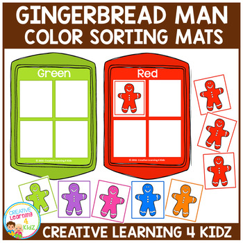 Preview of Gingerbread Man Color Sorting Christmas Mats