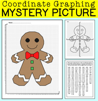 Preview of Gingerbread Man Coordinate Graphing Mystery Pictures