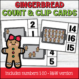 Gingerbread Man Count and Clip Cards Numbers 1-20, Prescho