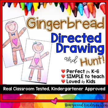 Preview of Gingerbread Man Directed Drawing Art Project Craft & Hunt! . Christmas . Winter 