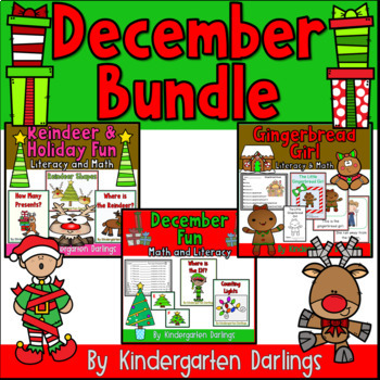 Preview of Kindergarten Gingerbread Man and Christmas Worksheet and Emergent Reader Bundle