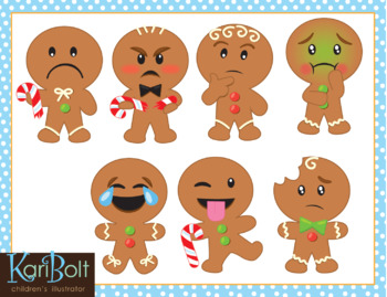 Gingerbread Emotions Clip Art Set