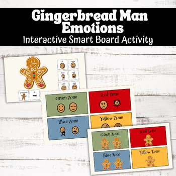 Preview of Gingerbread Man Emotions/Zones - Interactive Smart Board Activity
