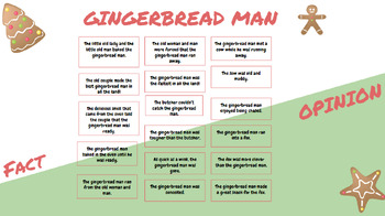 Preview of Gingerbread Man Fact and Opinion Sort ~DIGITAL ACTIVITY~