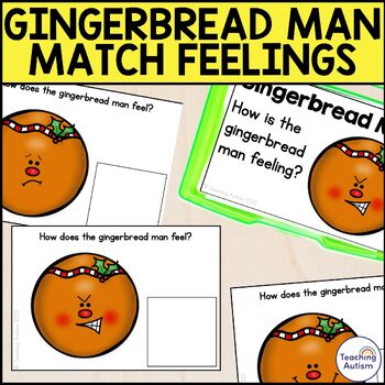 Preview of Gingerbread Man Feelings Task Box | Identify Feelings and Emotions