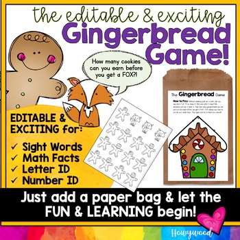 Preview of Gingerbread Man Christmas Game : Sight Words , Math Facts , Shapes ,etc