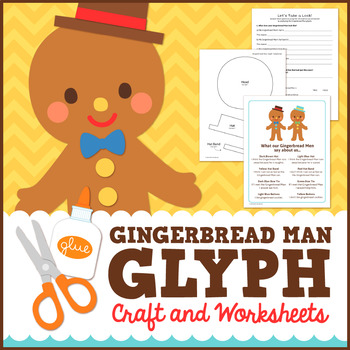 Preview of Gingerbread Man Math Activity - Glyph Craft with Worksheets