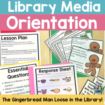 Preview of Gingerbread Man Loose In the School Library Orientation for the Media Center