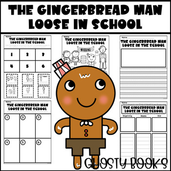 Preview of Gingerbread Man Loose in School Christmas Response Coloring Sequencing Activity