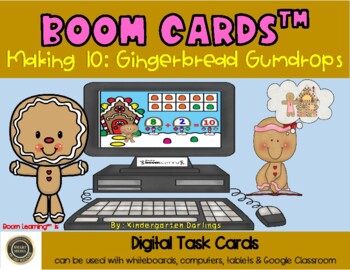 Preview of Gingerbread Man: Making 10 - Boom Cards for Distance Learning