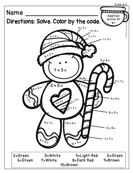 Gingerbread Man Math -- [Color by Number: Addition] by Emily Campisano