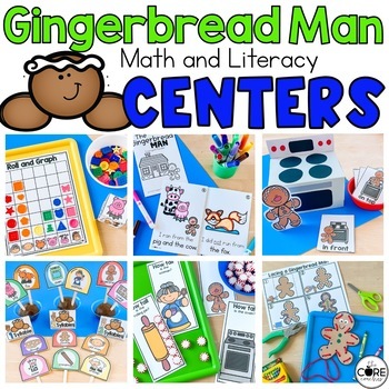 Preview of Gingerbread Man Math & Literacy Centers Preschool - PreK Gingerbread Man Centers