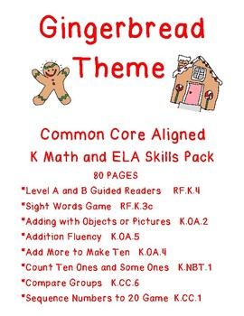 Preview of Gingerbread Math and ELA Skills Pack Common Core Aligned 80 pgs