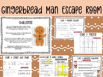 Preview of Gingerbread Man Printable Escape Room *NO PREP* Christmas Activity