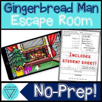 Preview of Gingerbread Man STEM Escape Room: A Christmas No Prep Fully Digital Breakout