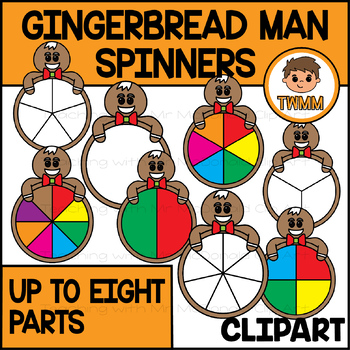 Preview of Gingerbread Man Spinners l Fractions & Board Game Clip Art l TWMM