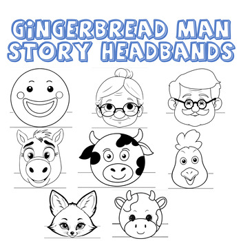 Preview of Gingerbread Man Story Hats - Role Play Drama Headband Craft Bundle Set - 4K