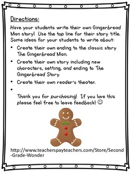 gingerbread man story writing by second grade wonder tpt