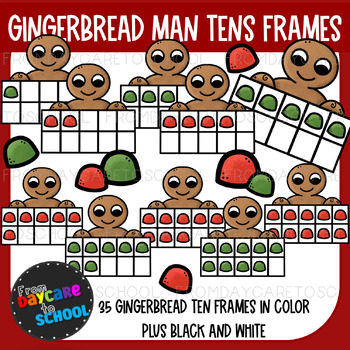 Preview of Gingerbread Man Ten Frame Clipart