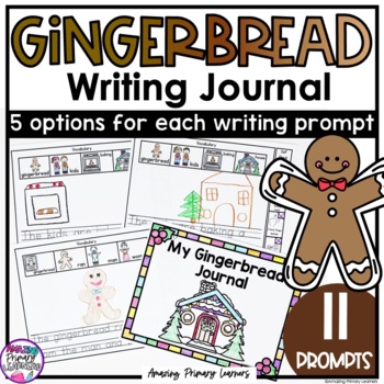 Preview of Gingerbread Man Writing Prompt Journal Activities with Sentence Starters