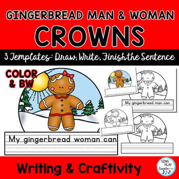 Preview of Gingerbread Man and Woman Crowns, Headbands, Writing Template