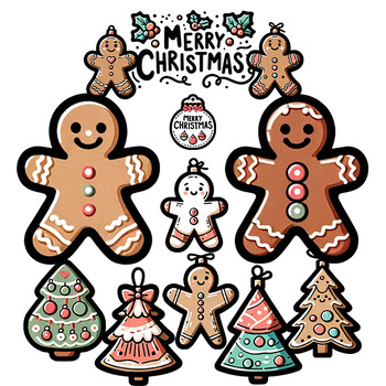 Preview of Gingerbread Man for Christmas with PNG transparent BG