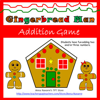 Preview of Gingerbread Man/Woman Addition Game