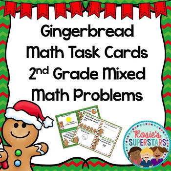 Preview of 2nd Grade Gingerbread Math Task Cards